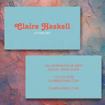 fancy script blue tomato red chic minimal business card