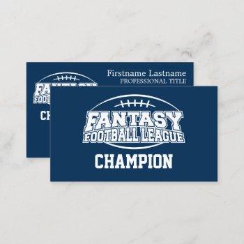 fantasy football champion - navy and white business card