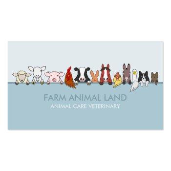 Small Farm Animal Veterinary Blue Business Card Front View