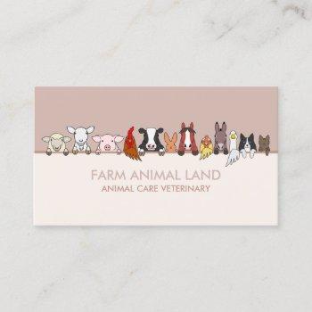 farm animals looking to the custom text business card