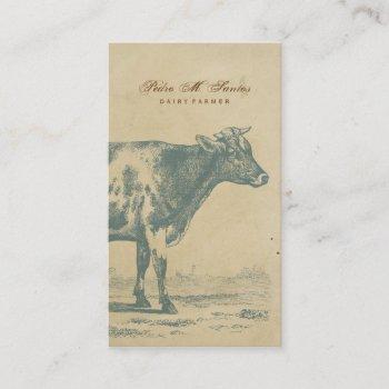 farmer vintage dairy cow simple rustic cool animal business card