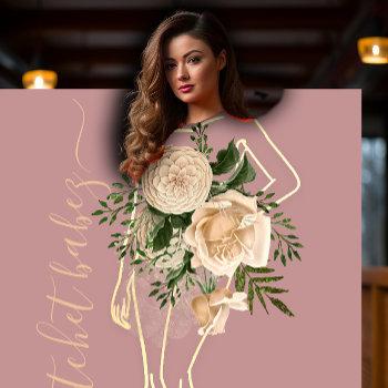 fashion floral rose logo qr stylist body  business card