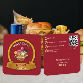 fast food company restaurant custom logo | qr code square business card