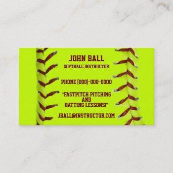 fastpitch softball instructor business card