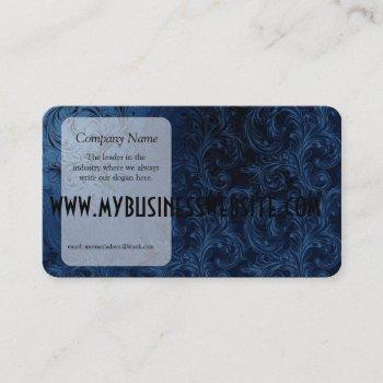 Small Faux Blue Velvet Swirls Business Card Front View