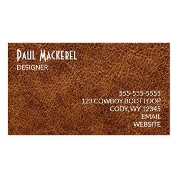 Small Faux Brown Leather Business Card Back View