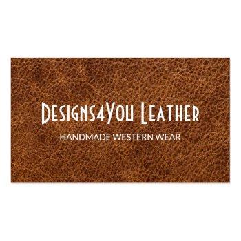 Small Faux Brown Leather Business Card Front View