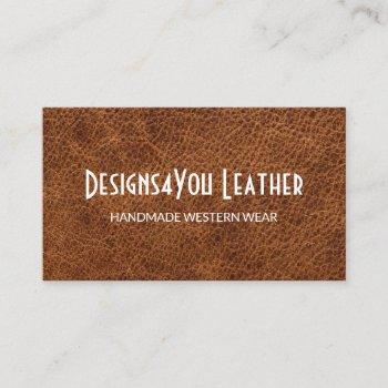 faux brown leather business card