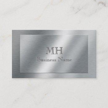 faux brushed metal - monogrammed business card