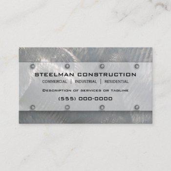 faux brushed silver metal-look business card
