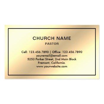 Small Faux Cream Gold Foil Jesus Christ Cross Pastor Business Card Back View