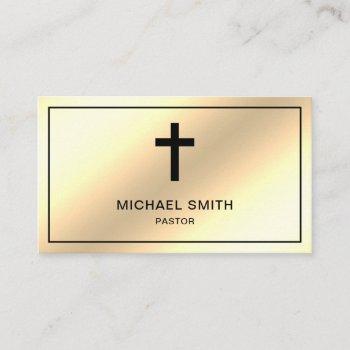 faux cream gold foil jesus christ cross pastor business card