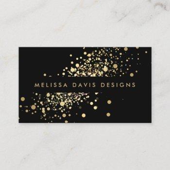 faux gold confetti on black modern business card