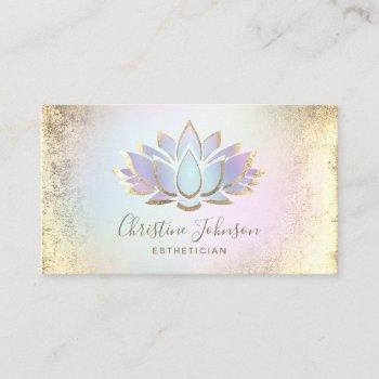faux gold foil and pastel lotus esthetician business card