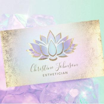 faux gold foil and pastel lotus esthetician business card