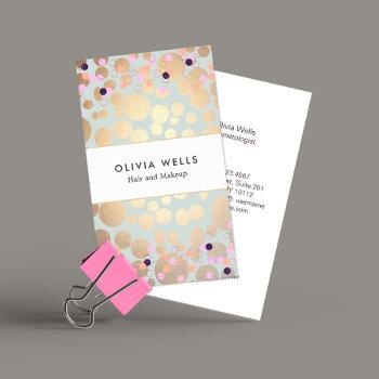 faux gold foil circles and confetti pattern business card