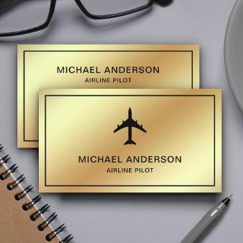 faux gold foil jet aircraft airplane airline pilot business card