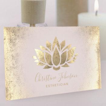 faux gold foil lotus esthetician business card