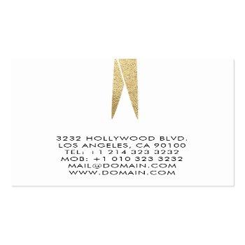 Small Faux Gold Foil Scissors Hair Stylist Square Business Card Back View