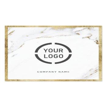 Small Faux Gold Marble Custom Company Logo Professional Square Business Card Front View