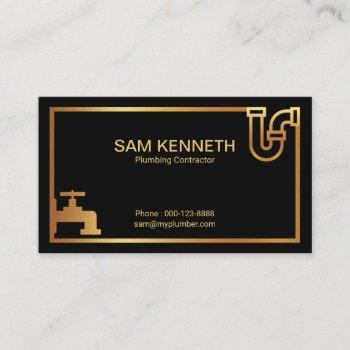 faux gold plumbing icons creative gold border business card