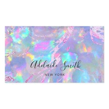 Small Faux Holographic Opal Photo  Business Card Front View