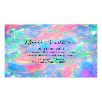 Small Faux Holographic Pastel Opal Square Business Card Back View