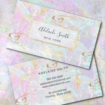 faux iridescent pink gemstone texture business card