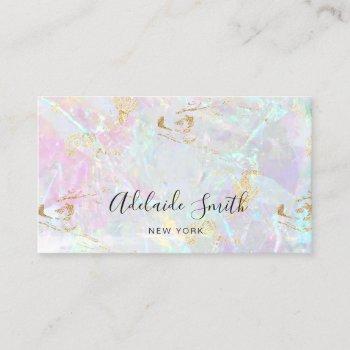 faux iridescent pink stone texture business card