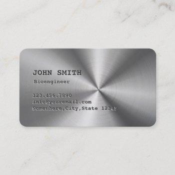 faux metal steel bioengineer business card
