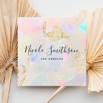 faux pearlescence and faux gold foil details square business card