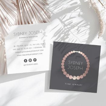 faux rose gold necklace logo | jewelry design square business card