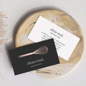 faux rose gold whisk logo | chef catering bakery business card