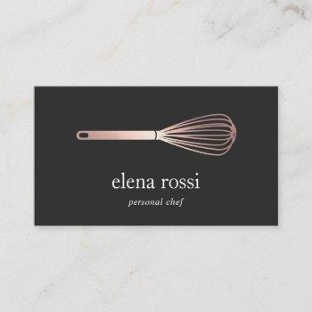 faux rose gold whisk logo | chef catering bakery business card