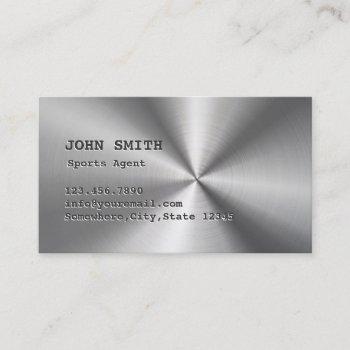 faux stainless steel sports agent business card