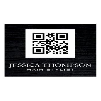 Small Faux Velvet Black | Qr Code Template Square Business Card Front View