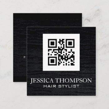 faux velvet black | qr code template square business card