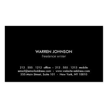 Small Feather Logo On Black/gray For Writers And Authors Business Card Back View