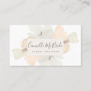 feminine hand painted watercolor floral pattern bu business card
