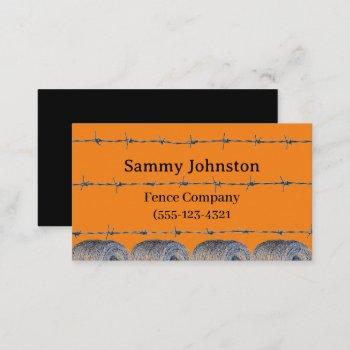  fencing with barb wire on it   business card