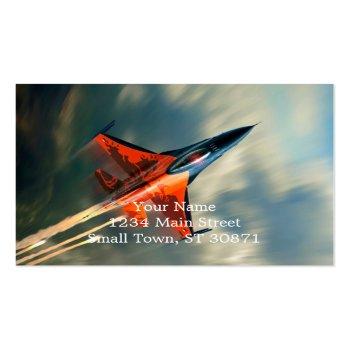Small Fighter Jet Military Airplane Speed Business Card Front View