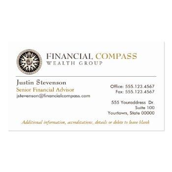 Small Financial Advisor Analyst Finance Compass Business Card Front View