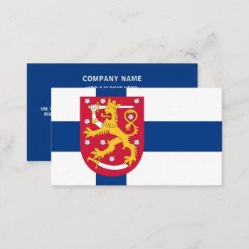 finnish flag & coat of arms, flag of finland business card