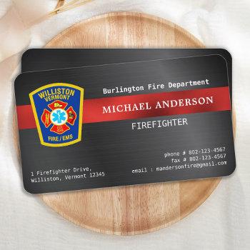fire department emblem red silver firefighter business card