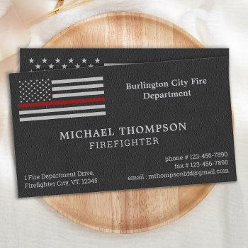 fire department faux leather fireman firefighter business card