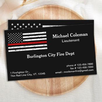 fire department thin red line firefighter business card