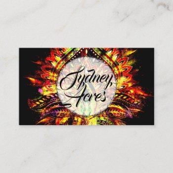 fire gem personalized tribal feather gypsy moon business card