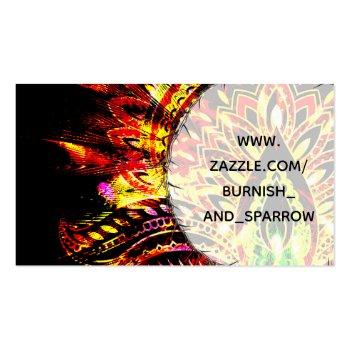 Small Fire Gem Personalized Tribal Feather Gypsy Moon Business Card Back View