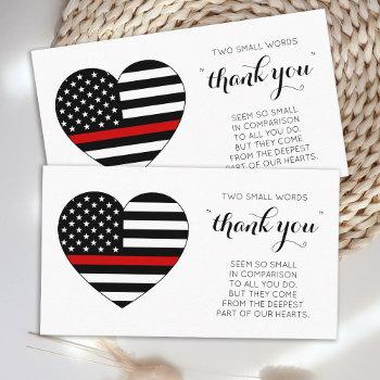 firefighter thank you fire station thin red line business card