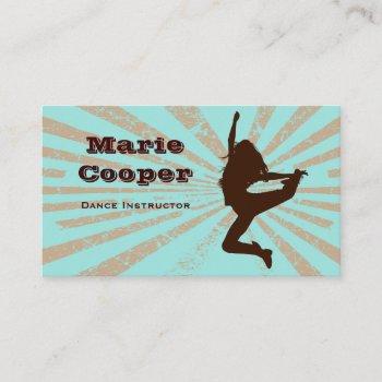 fitness business card dance blue brown
